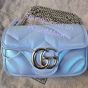 SOLD ⛔️ GUCCI Super Mini Marmont Iridescent Blue bag
